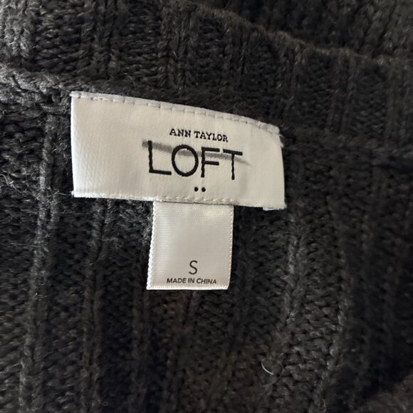 LOFT Womens S Gray Cable Knit Tunic Sweater 3/4 Sleeve Scoop Neck Pullover - Picture 5 of 6